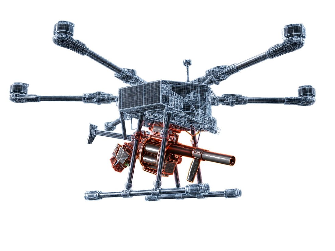Recoiler heavy-lift drone with recoil-managed payload mount
